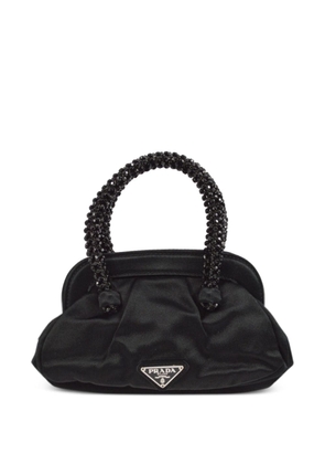 Prada Pre-Owned 1990-2000 enamel triangle logo bead-embellished handbag - Black