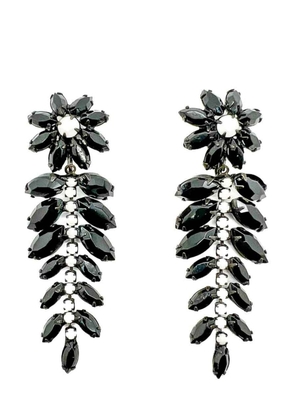 Jennifer Gibson Jewellery Vintage Hattie Carnegie Monochrome Floral Drop Earrings 1960s - Black