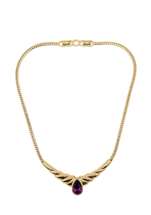 Jennifer Gibson Jewellery Vintage Christian Dior Amethyst Teardrop Necklace 1980s - Gold