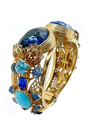 Jennifer Gibson Jewellery Vintage Statement Jewelled Filigree Clamper Cuff 1950s - Gold