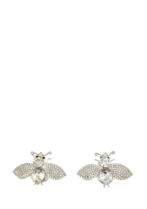 Jennifer Gibson Jewellery Vintage Statement Crystal Bee Earrings 1980s - Silver