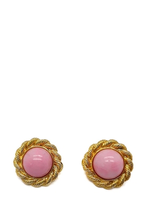 Jennifer Gibson Jewellery Vintage Baby Pink Gold Rope Earrings 1980s