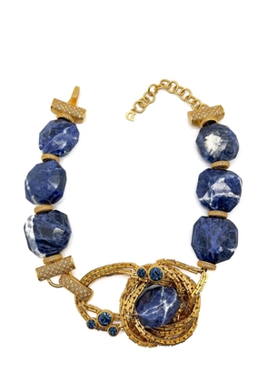 Jennifer Gibson Jewellery Vintage Christian Dior Runway Blue Marble Collar 1990s - Gold