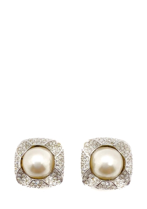 Jennifer Gibson Jewellery Vintage Grossé Crystal &amp; Pearl Earrings 1980s - White