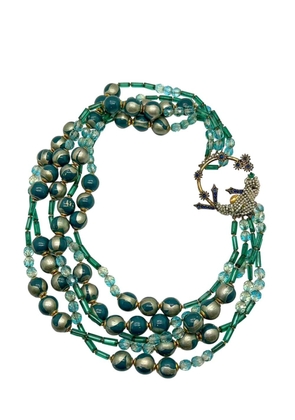 Jennifer Gibson Jewellery Vintage Ornella Italy Bird of Paradise Clasped Multirow Necklace 1960s - Green