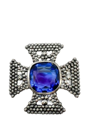 Jennifer Gibson Jewellery Vintage Accessocraft NYC Cruciform Crystal Brooch 1980s - Blue