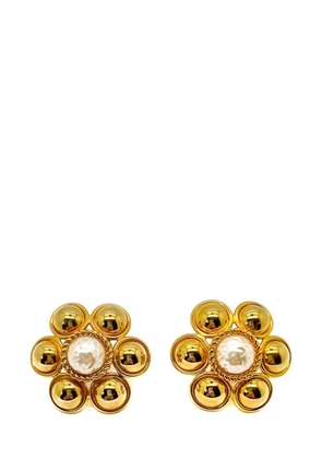 Jennifer Gibson Jewellery Vintage Statement Gold &amp; Pearl Flower Earrings 1960s