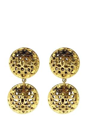 Jennifer Gibson Jewellery Vintage Chanel Double Orb Statement Logo Earrings 1980s - Gold