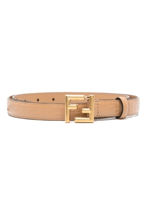 FENDI FF logo-buckle leather belt - Neutrals