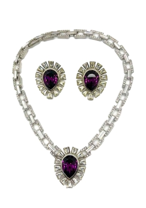 Jennifer Gibson Jewellery Vintage Amethyst Teardrop Necklace &amp; Earrings Set 1980s - Purple