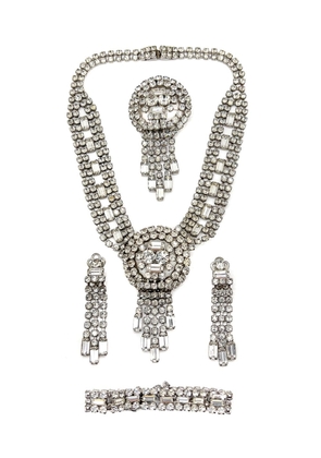 Jennifer Gibson Jewellery Vintage Crystal Tassel Cocktail Full Parure 1950s - Silver