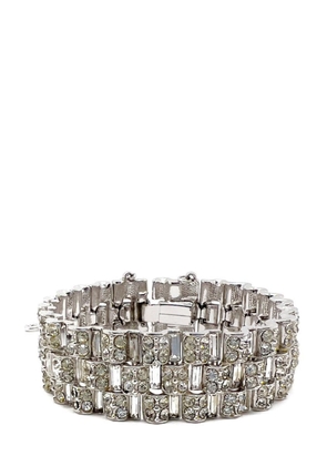 Jennifer Gibson Jewellery Vintage Deco Style Crystal Tank Track Bracelet 1950s - Silver