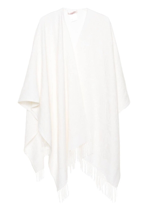 Valentino Garavani floral-jacquard wool-blend cape - White