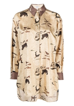 LOEWE debossed-logo silk blouse - Neutrals