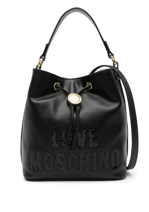 Love Moschino sequined-logo bucket bag - Black