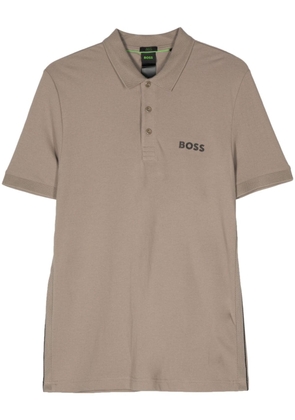 BOSS logo-rubberised polo shirt - Neutrals