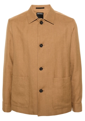 Zegna twill linen-blend shirt jacket - Neutrals