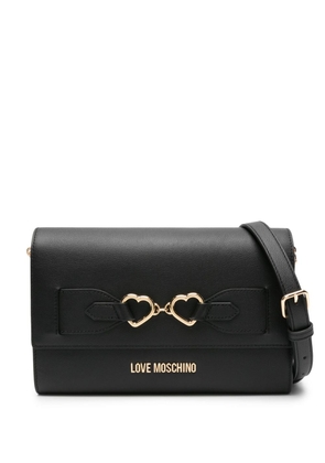 Love Moschino logo-plaque leather shoulder bag - Black