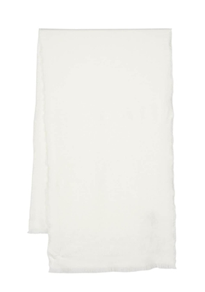 Tagliatore patterned-jacquard wool scarf - White