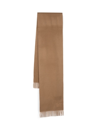 Max Mara monogram fringed-edge cashmere scarf - Brown