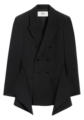 AMI Paris draped-panel virgin wool blazer - Black