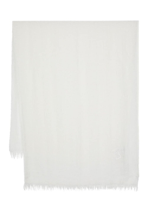 Max Mara fringed linen scarf - White