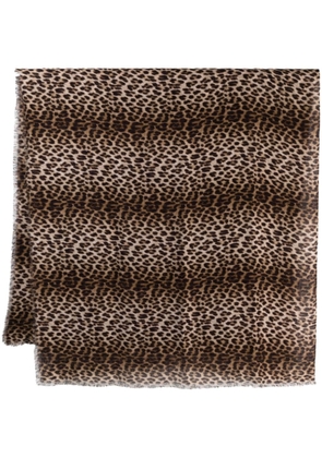Saint Laurent leopard-print frayed scarf - Neutrals