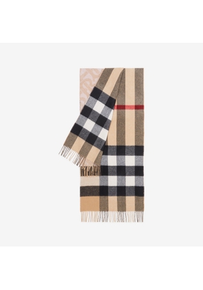 Burberry Check Cashmere Reversible Scarf