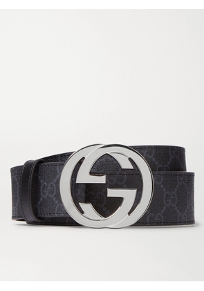 Gucci - 4cm Monogrammed Coated-Canvas Belt - Men - Black - EU 75