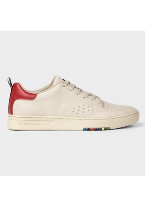 PS Paul Smith Cream Leather 'Cosmo' Trainers With Red Trim White