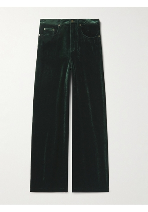 SAINT LAURENT - Wide-Leg Velvet Trousers - Men - Green - UK/US 31