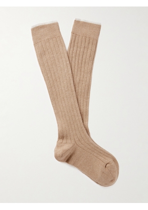 Brunello Cucinelli - Ribbed Cashmere Socks - Men - Neutrals - M