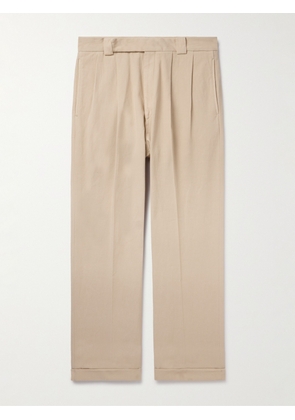 Kaptain Sunshine - Straight-Leg Pleated Garment-Dyed Cotton-Twill Trousers - Men - Neutrals - UK/US 30
