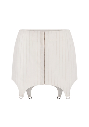 De La Vali - Basque Garter-Detailed Crepe Mini Skirt - Ivory - UK 12 - Moda Operandi