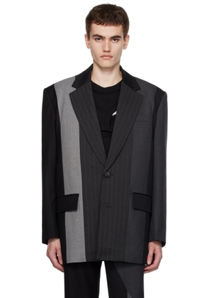 Feng Chen Wang Black & Gray Multi Paneled Blazer