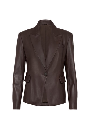 Brunello Cucinelli Leather Single-Breasted Blazer