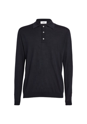Lardini Wool-Silk Blend Long-Sleeve Polo Shirt