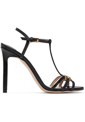 TOM FORD Black Stamped Lizard Whitney Heeled Sandals