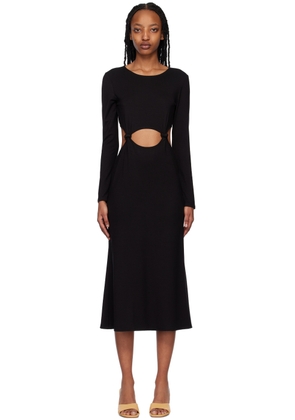 Reformation Black Via Midi Dress