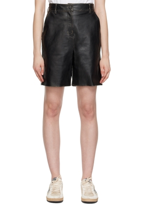 Golden Goose Black Four-Pocket Leather Shorts