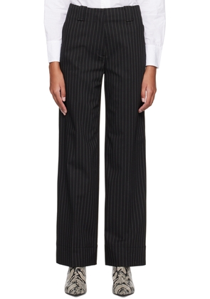 GANNI Black Striped Trousers