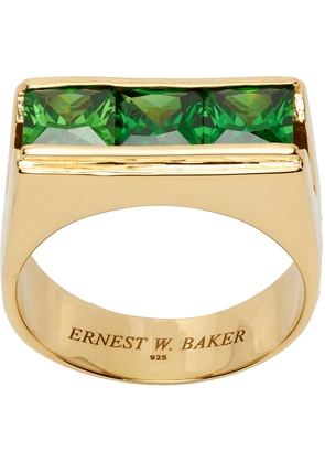 Ernest W. Baker Gold & Green Three Stone Ring