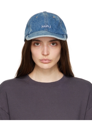 Juun.J Blue Embroidered Denim Cap