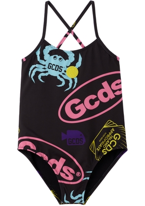 GCDS Kids Kids Black Shell One-Piece Swimsuit