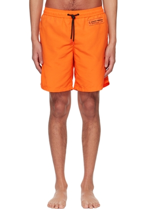 Heron Preston Orange Patch Swim Shorts