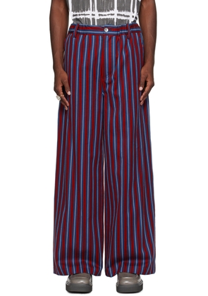 Marni Red & Black Striped Trousers