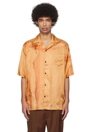 EGONlab Orange Open Spread Collar Shirt