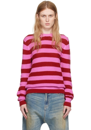 Guest in Residence Pink & Red Net Stripe Sweater