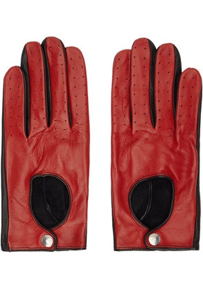Ernest W. Baker Black & Red Contrast Leather Driving Gloves