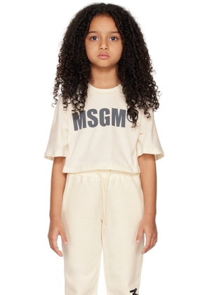 MSGM Kids Kids Off-White Cropped T-Shirt